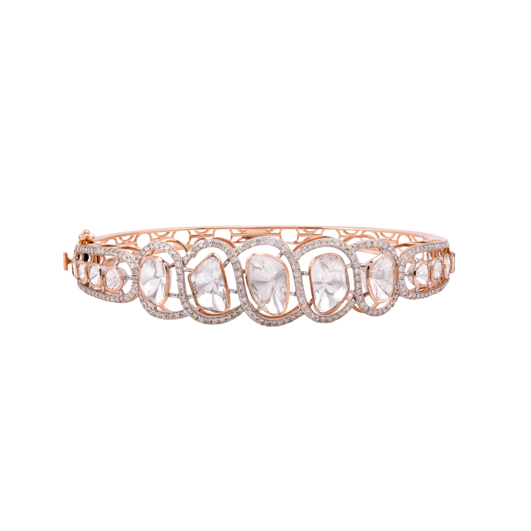 Rose Gold Polki Bracelet with full cut diamonds